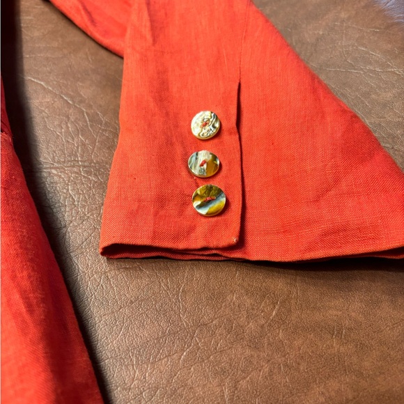 Orange linen women’s suit jacket - Picture 2 of 4